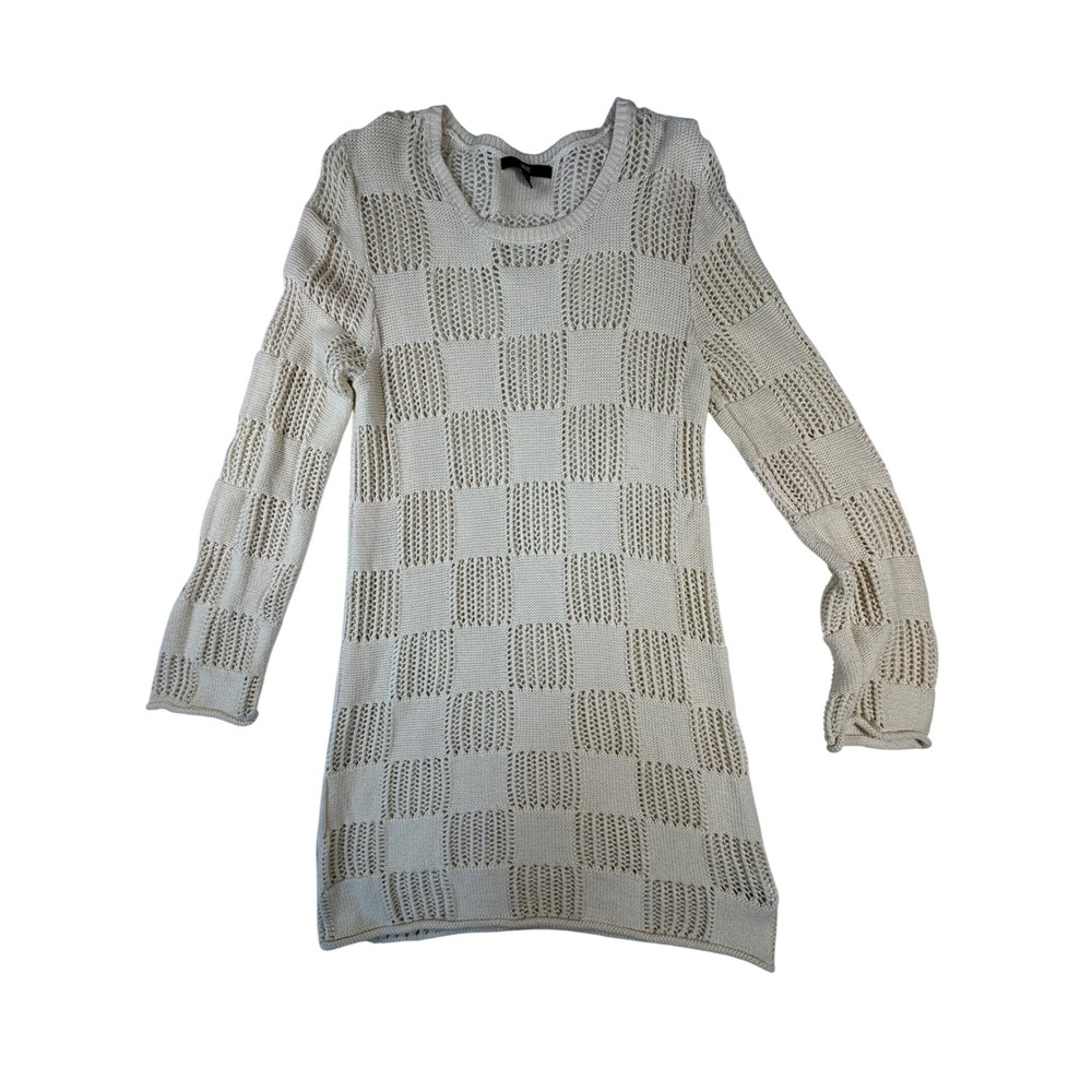Vans Alma Tunic Sweater Dress Womens Small Cream Open Knit Mini